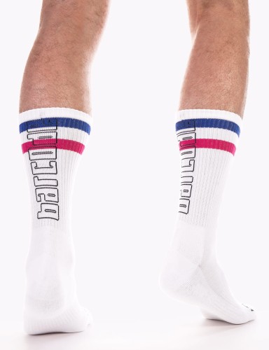 BARCODE Fashion Socks 70s White-Purple-Pink (Biało-Purpurowo-Różowe)