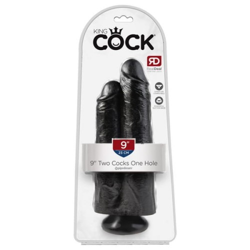 King Cock - Two Cocks One Hole 22,85 cm (9 inch) Black