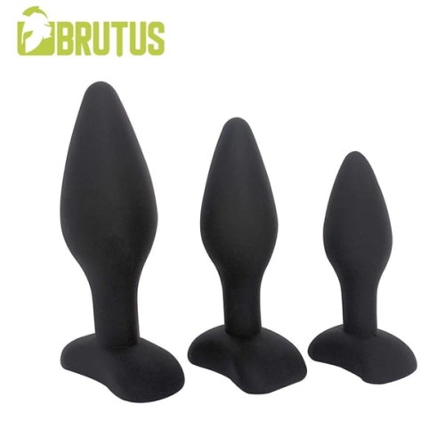 Brutus - 3 Plug Ass Training Kit Silicone Plugs Black S/M/L