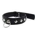 Black Label - Leather Studded O-Ring Collar Black  (Skórzana obroża z ćwiekami)