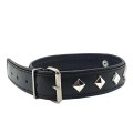Black Label - Leather Studded O-Ring Collar Black  (Skórzana obroża z ćwiekami)